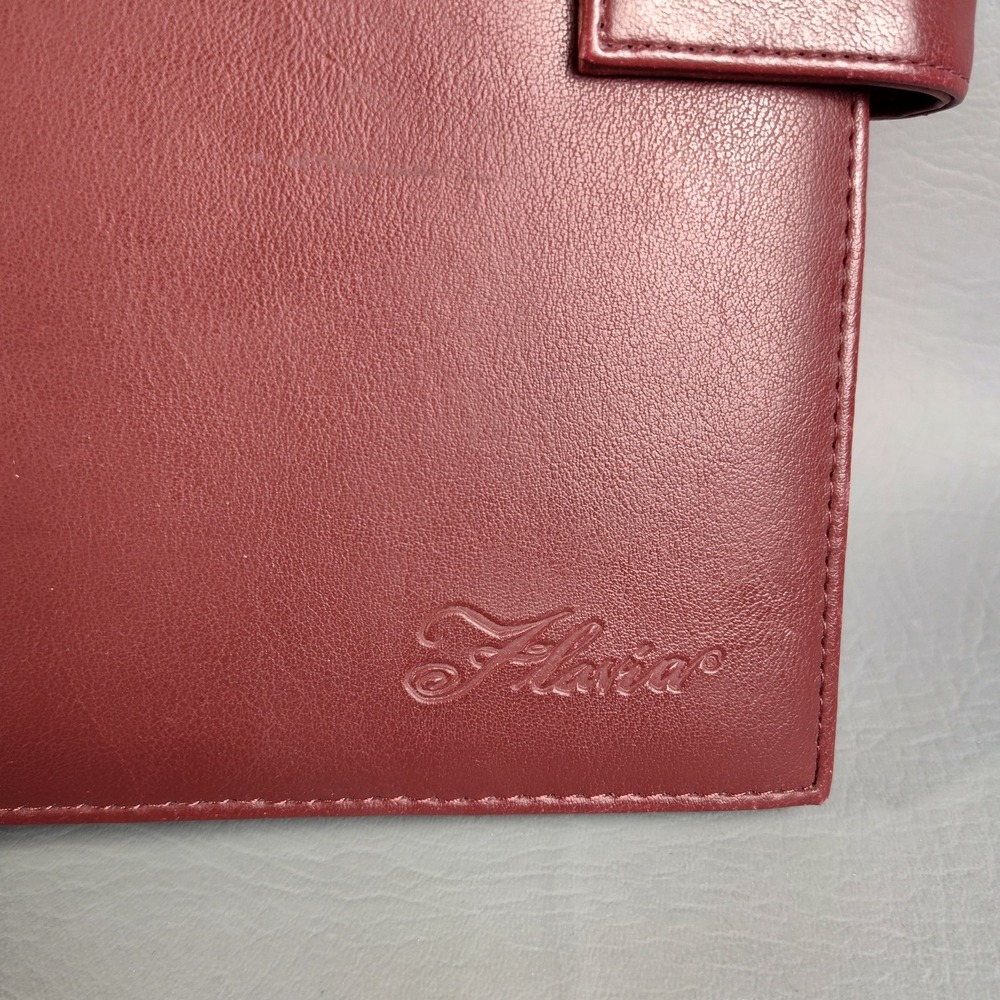 Vintage Day Timer Flavia Planner Classic 7 Ring Organizer Burgundy Leather Heart - Picture 2 of 16